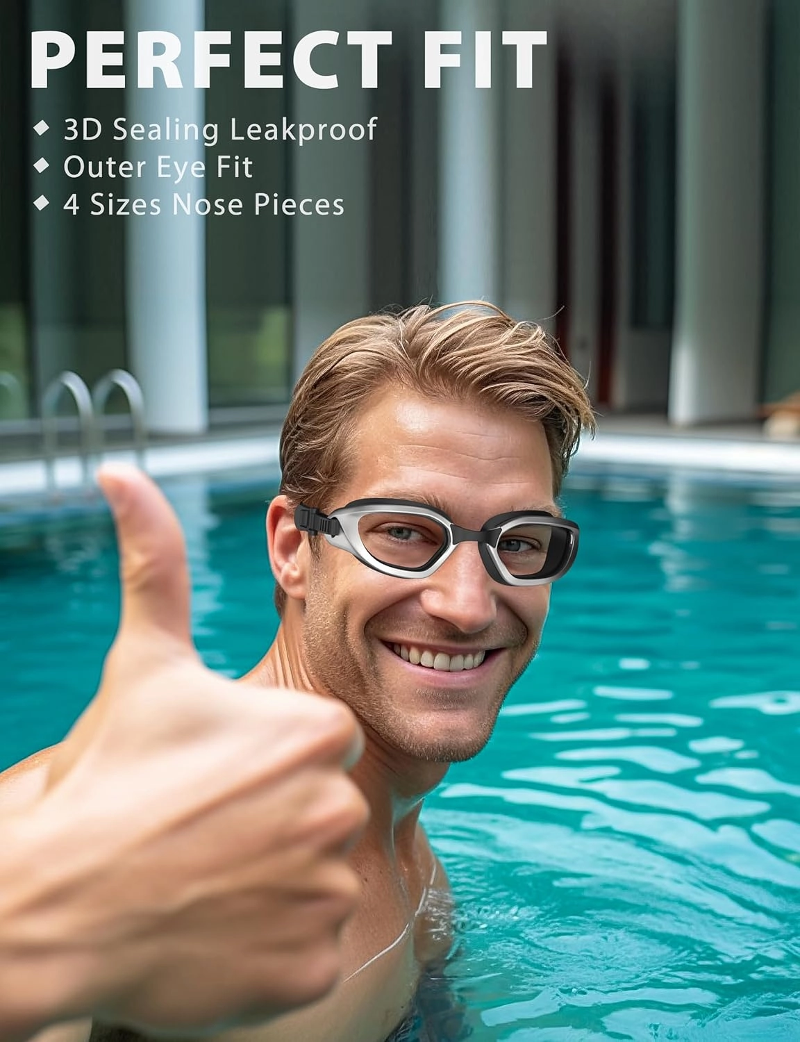 Swim Goggles,W2 Swimming Goggles for Adult Men Women, Anti-fog UV Protection No Leaking