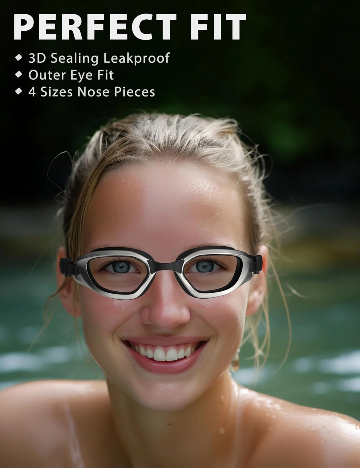 Swim Goggles,W2 Swimming Goggles for Adult Men Women, Anti-fog UV Protection No Leaking