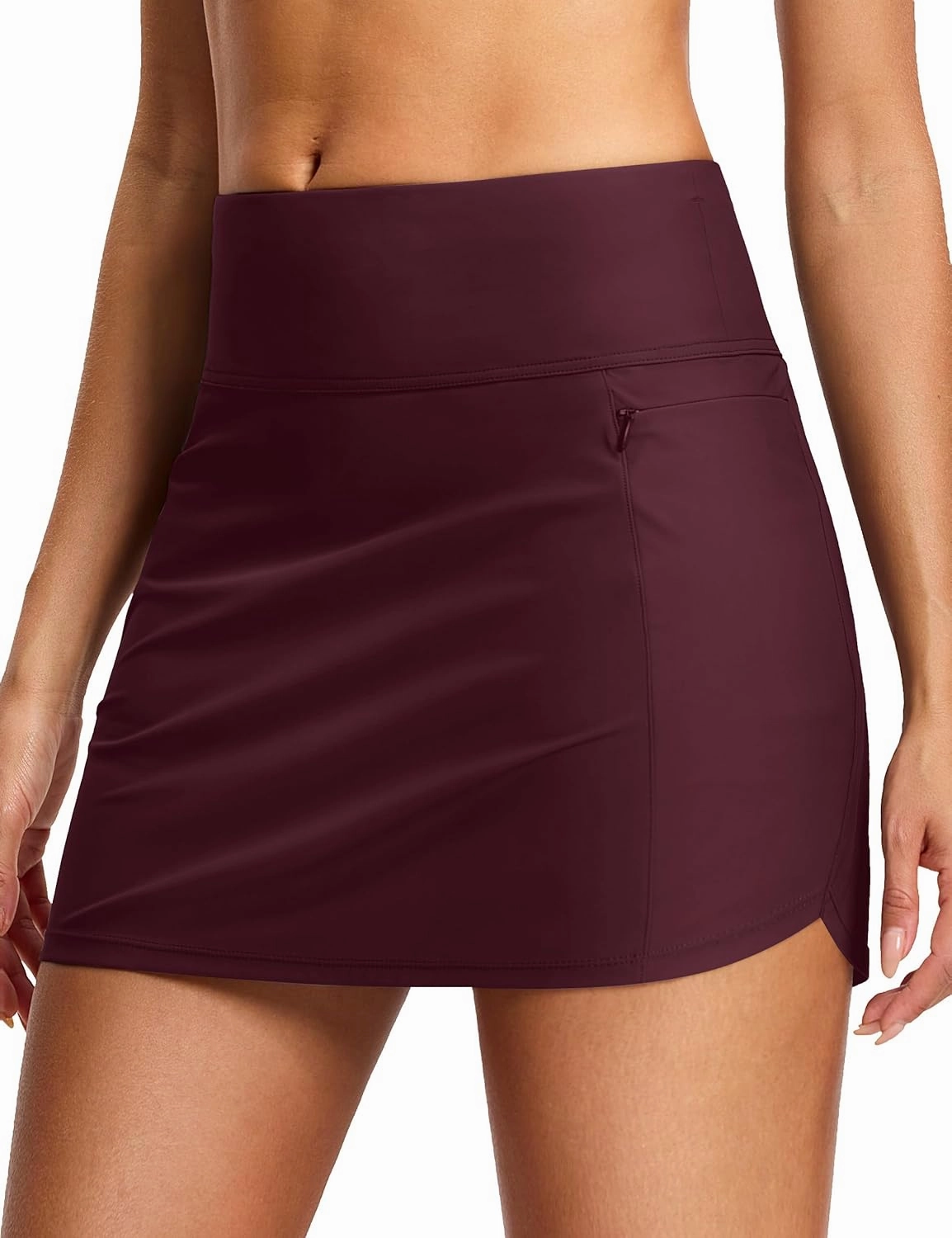Swim Skirts for Women High Waisted Tummy Control Quick Dry UPF 50 Bathing Suit Skirt with Liner Zipper Pockets