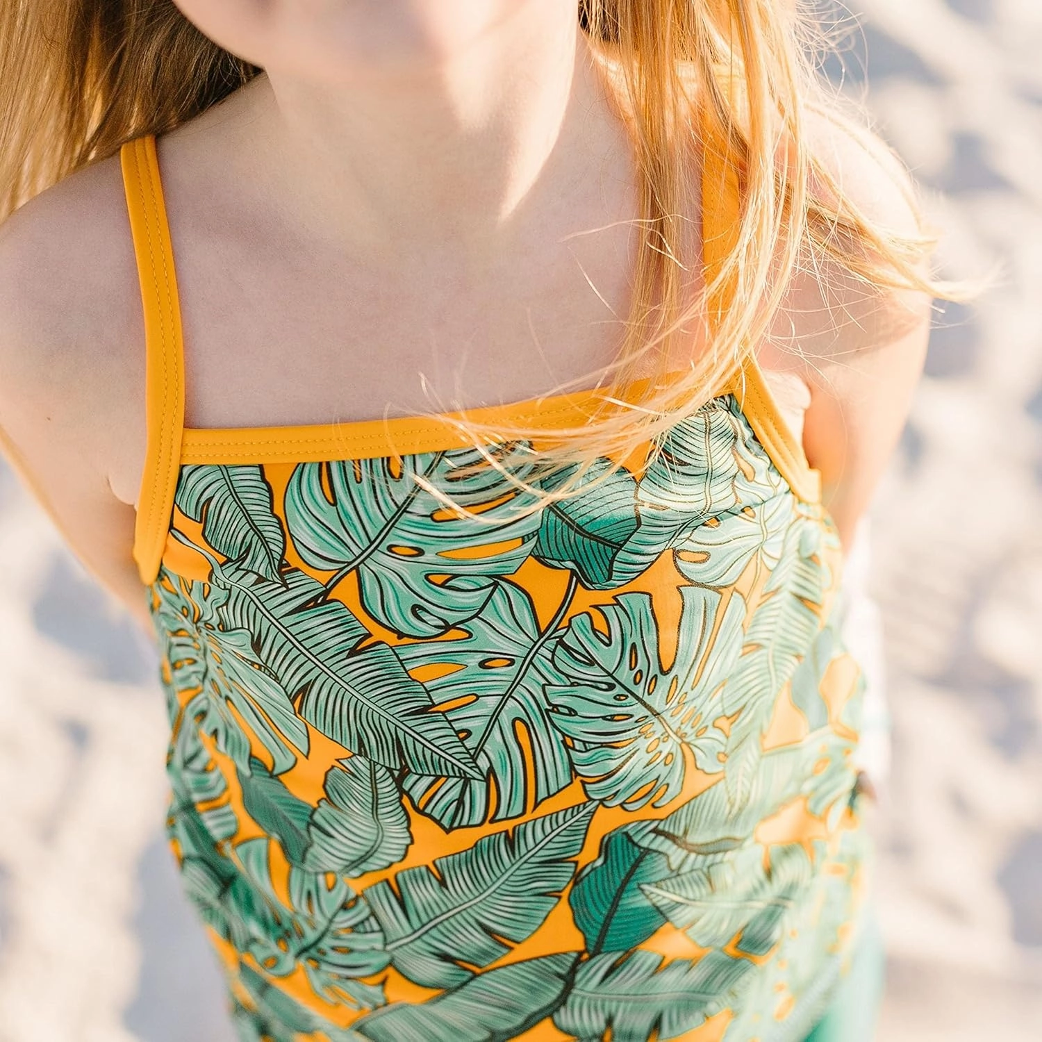 SwimZip Girls' 3 Pc Swim Set w/Long Sleeve Rash Guard, Tankini & Shorts UPF 50 