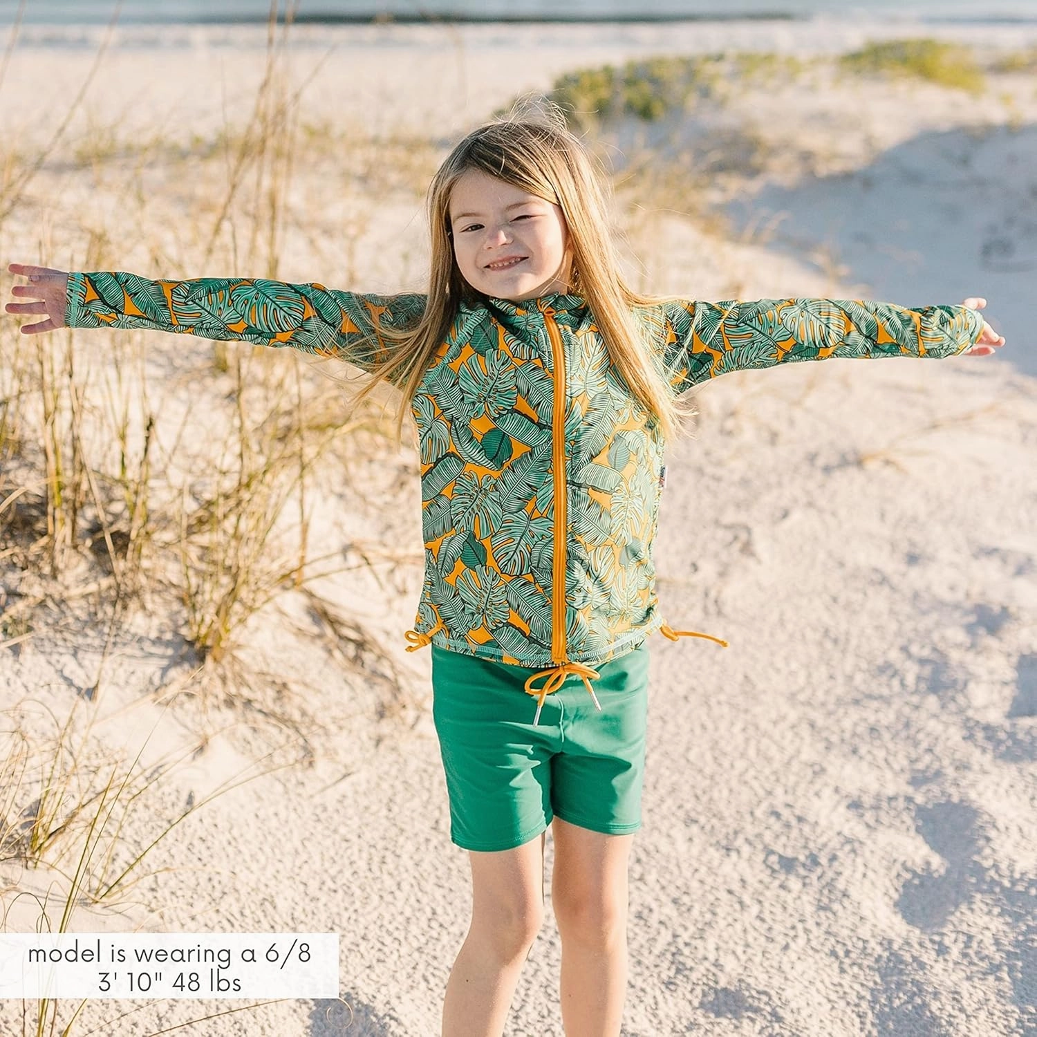 SwimZip Girls' 3 Pc Swim Set w/Long Sleeve Rash Guard, Tankini & Shorts UPF 50 