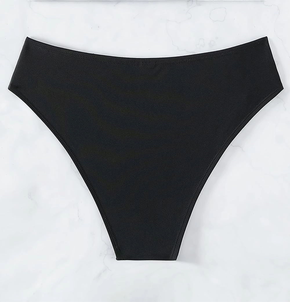 Tainehs Women's Mid Waist Bikini Bottom Strappy Cheey Bathing Suit Bottoms Swimsuit Bottom
