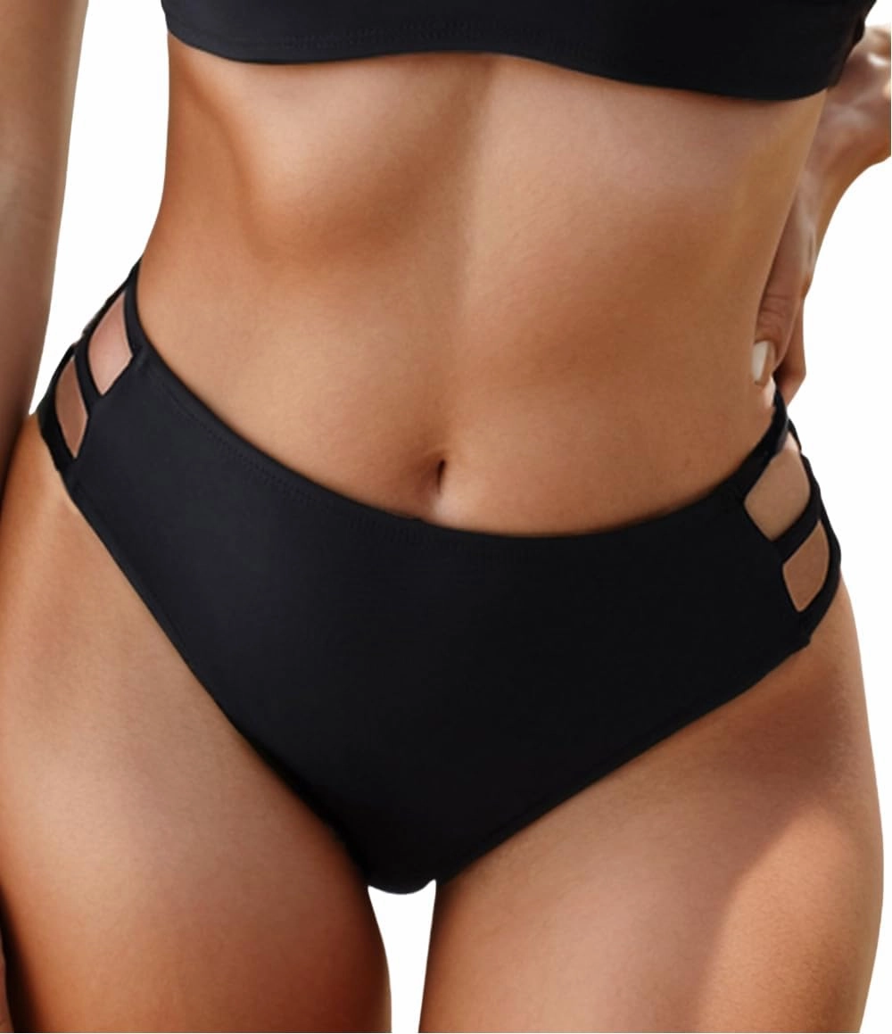 Tainehs Women's Mid Waist Bikini Bottom Strappy Cheey Bathing Suit Bottoms Swimsuit Bottom