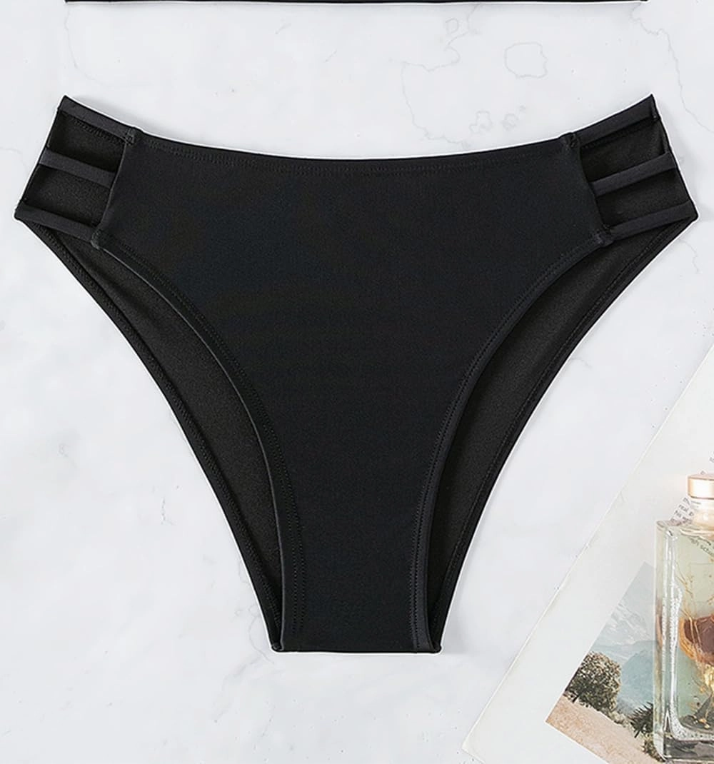 Tainehs Women's Mid Waist Bikini Bottom Strappy Cheey Bathing Suit Bottoms Swimsuit Bottom