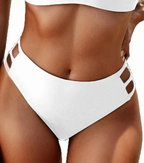 Tainehs Women's Mid Waist Bikini Bottom Strappy Cheey Bathing Suit Bottoms Swimsuit Bottom