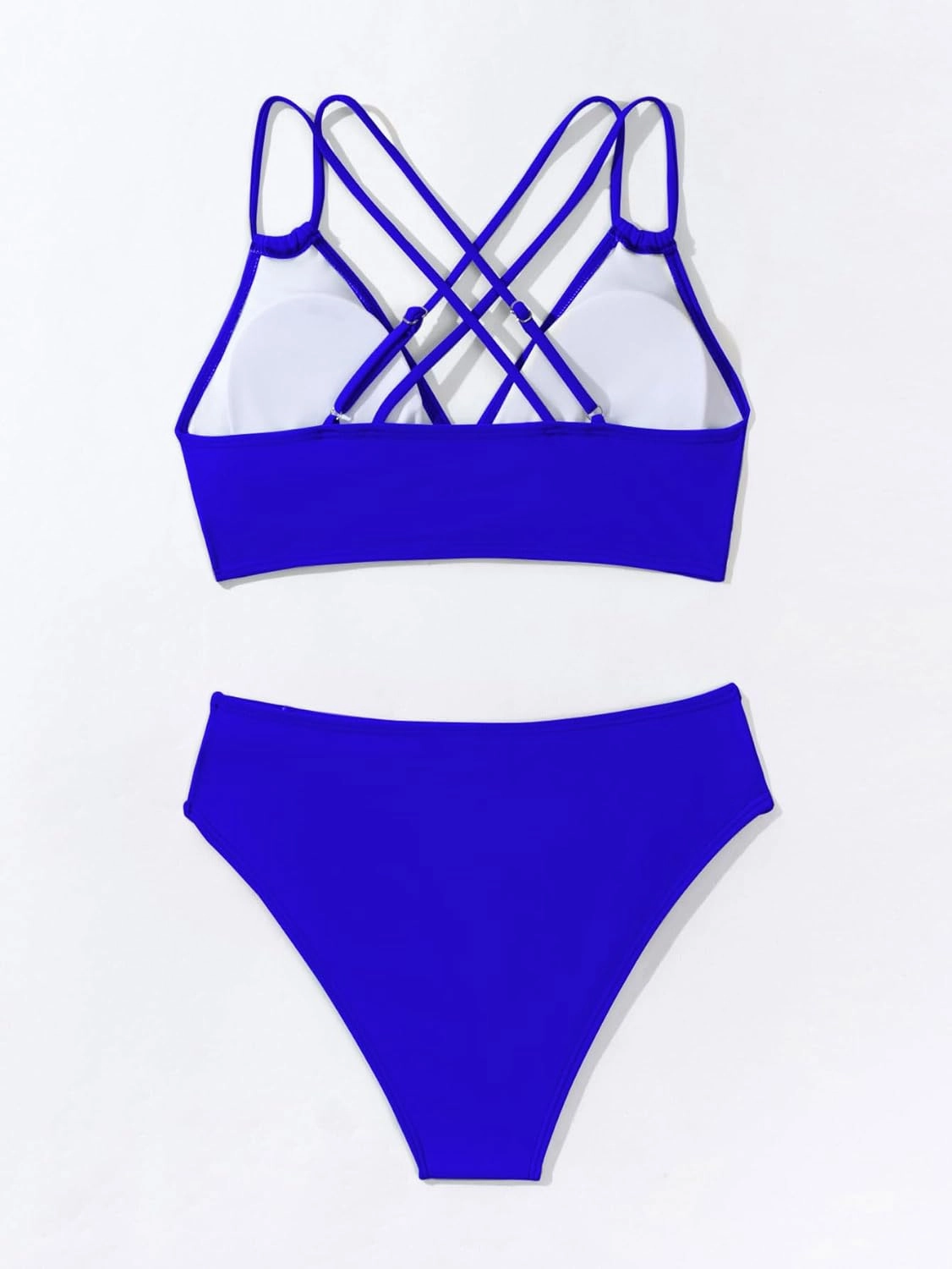 Tainehs Women's Push Up V Neck Bikini Sets Criss Cross Back Two Piece Bathing Suit