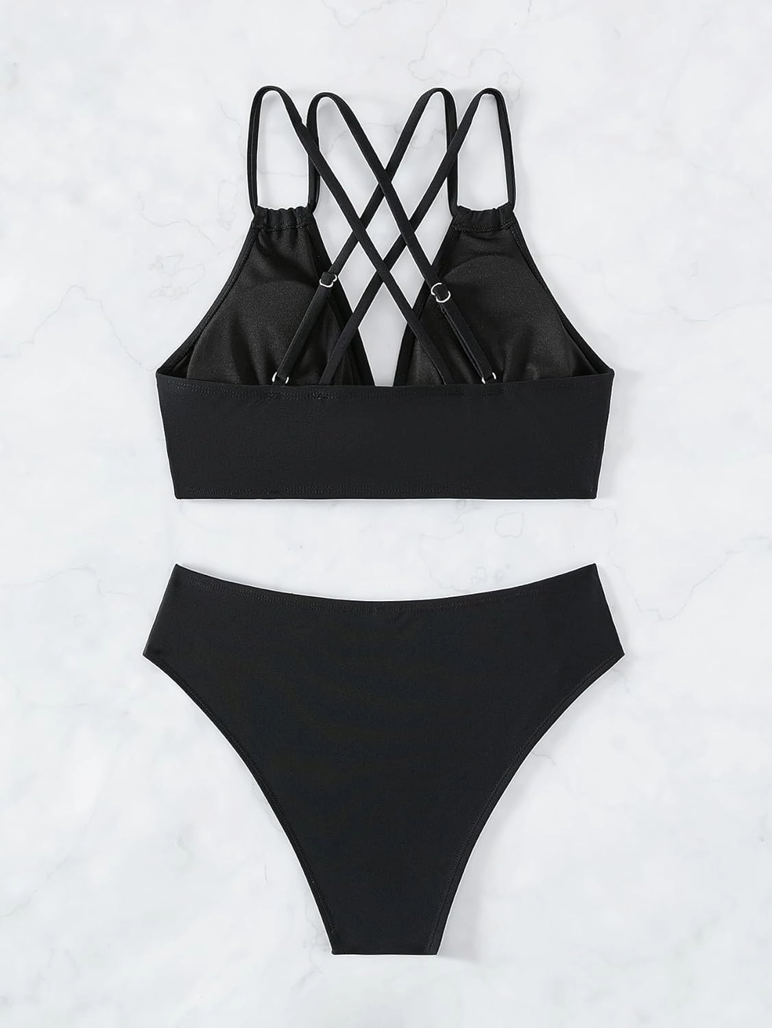 Tainehs Women's Push Up V Neck Bikini Sets Criss Cross Back Two Piece Bathing Suit