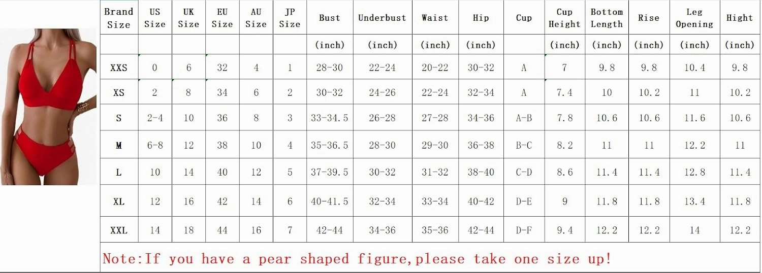 Tainehs Women's Push Up V Neck Bikini Sets Criss Cross Back Two Piece Bathing Suit