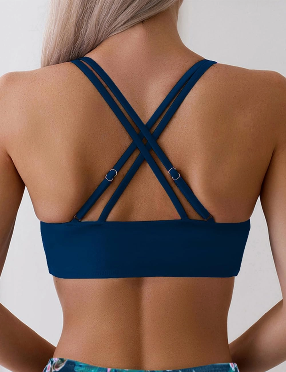 Tainehs Women's Push Up V Neck Bikini Tops Criss Cross Back Padded Bathing Suit Top Only