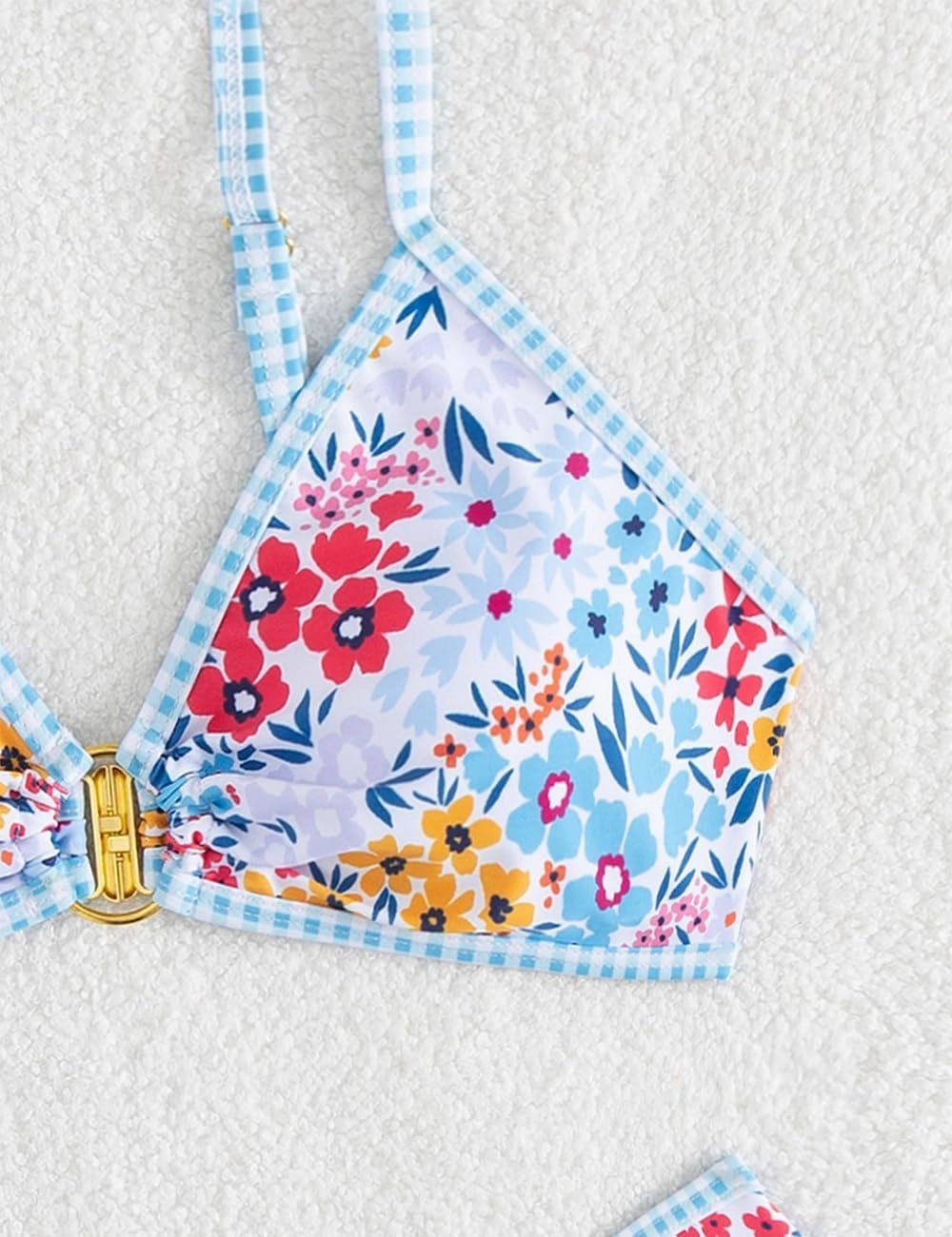 Tainehs Women's Two Piece Bikini Sets O Ring Front Top Ditsy Floral Triangle Swimsuits Cheeky Bathing Suit