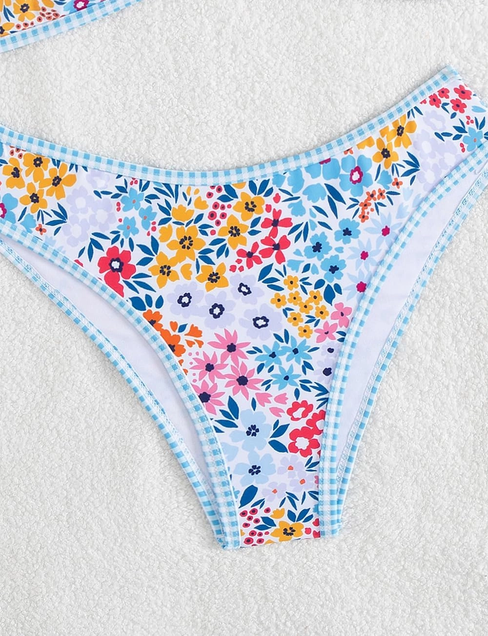 Tainehs Women's Two Piece Bikini Sets O Ring Front Top Ditsy Floral Triangle Swimsuits Cheeky Bathing Suit