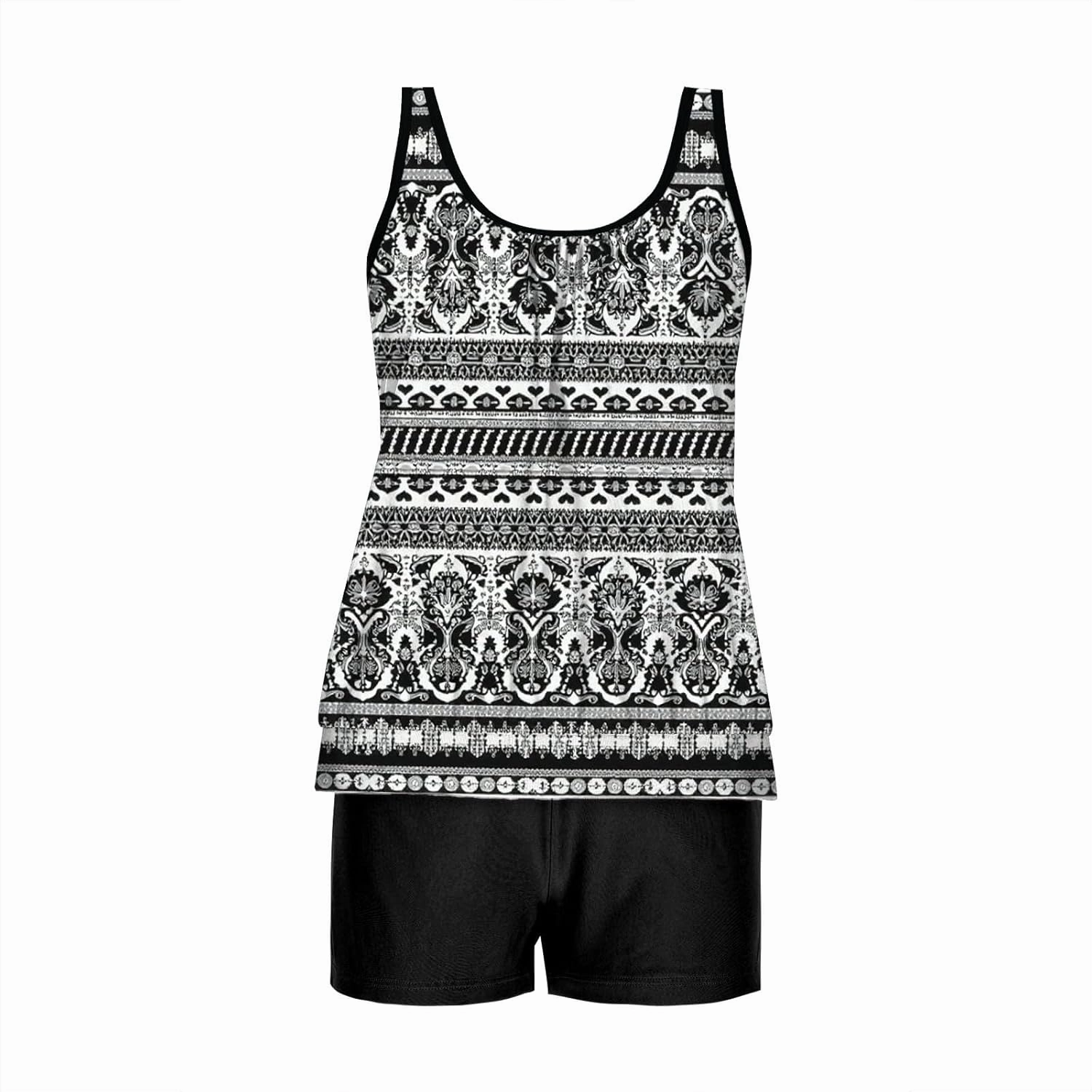 Tankini Swimsuits for Women Two Piece Bathing Suits Summer Bikini Swim Tank Top with Graphic Boyshorts Swimwear Sets