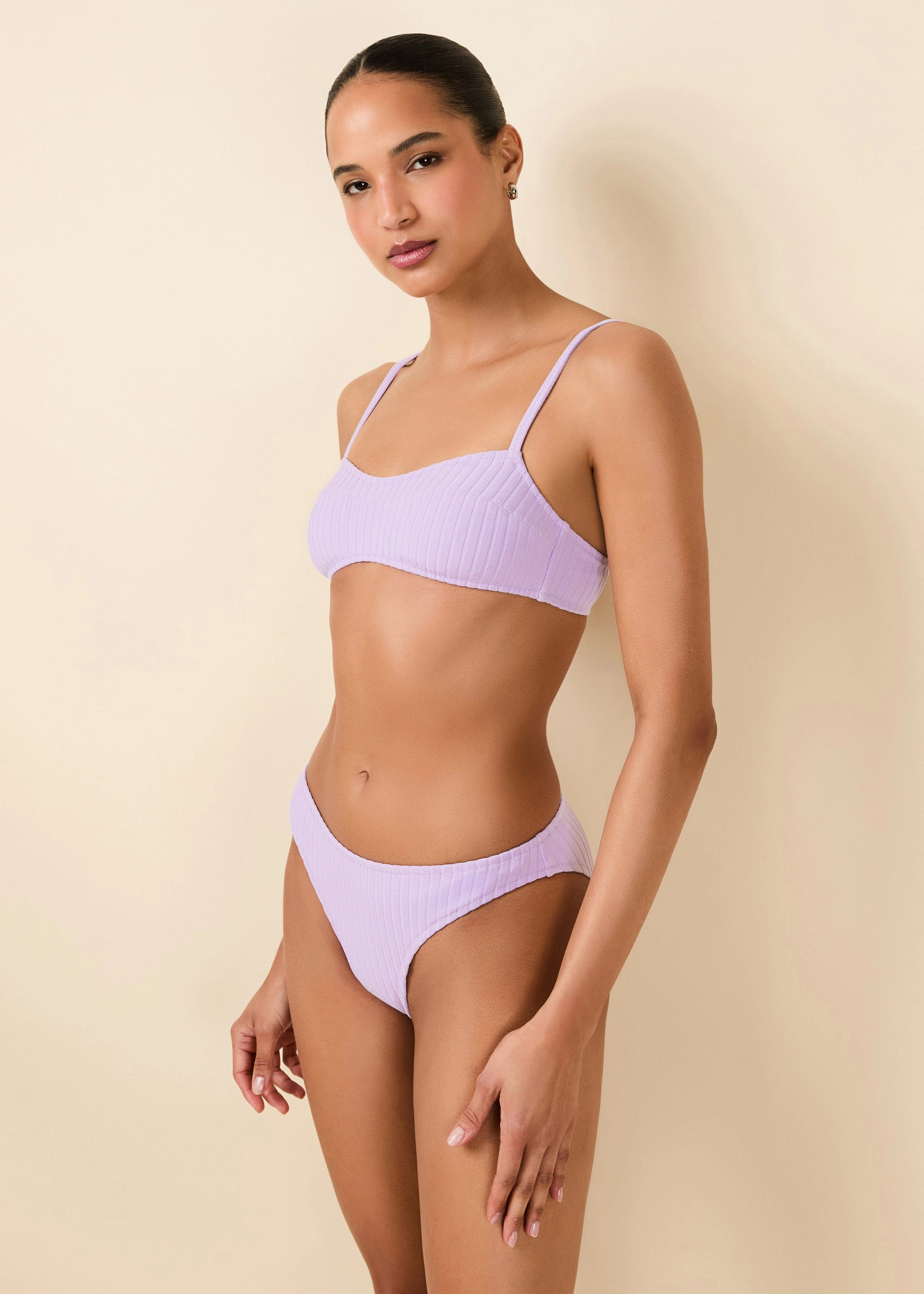 Tati Ribbed Bikini Bottom Lavender