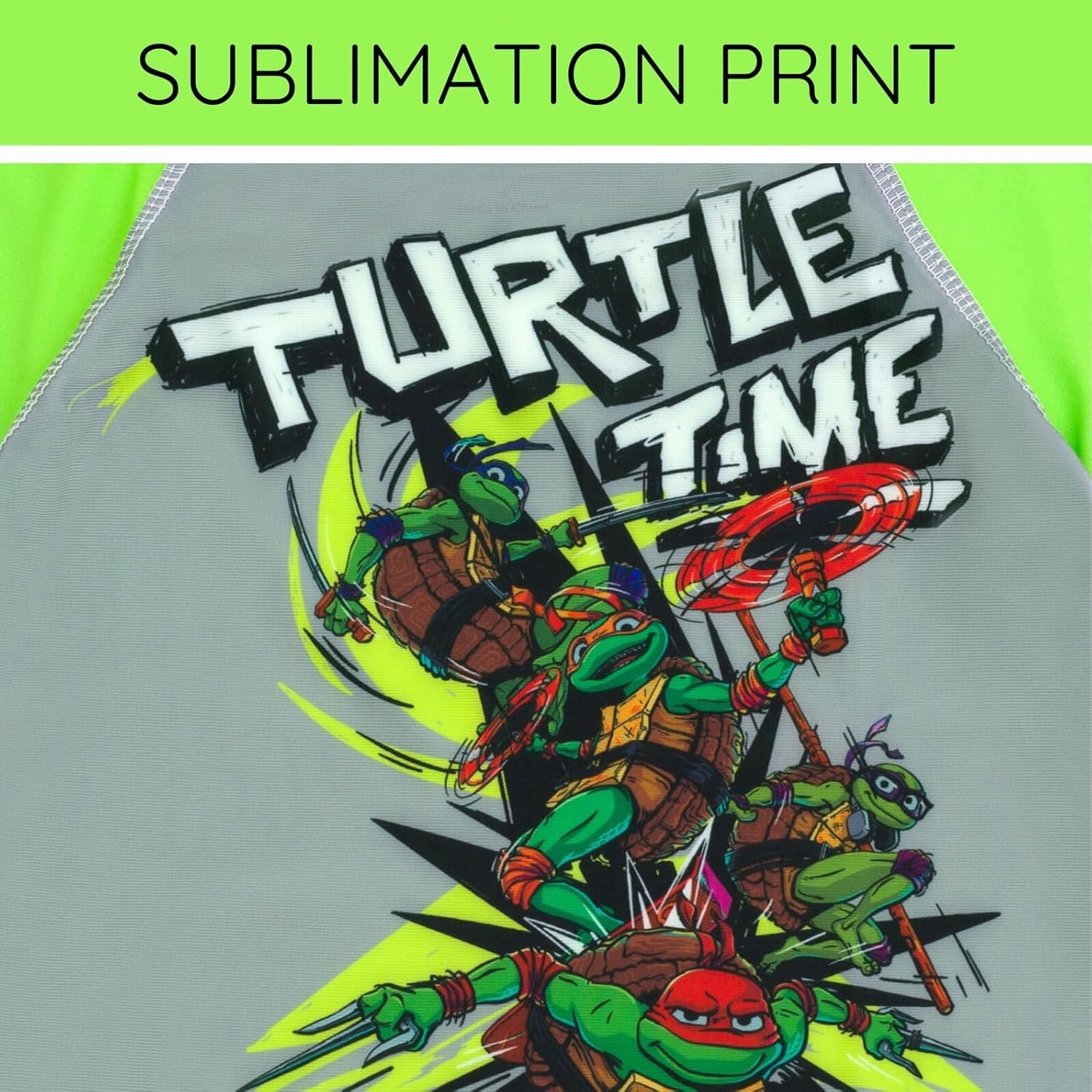 Teenage Mutant Ninja Turtles UPF 50  Pullover Rash Guard and Swim Trunks Outfit Set Toddler to Big Kid Sizes (3T - 8)