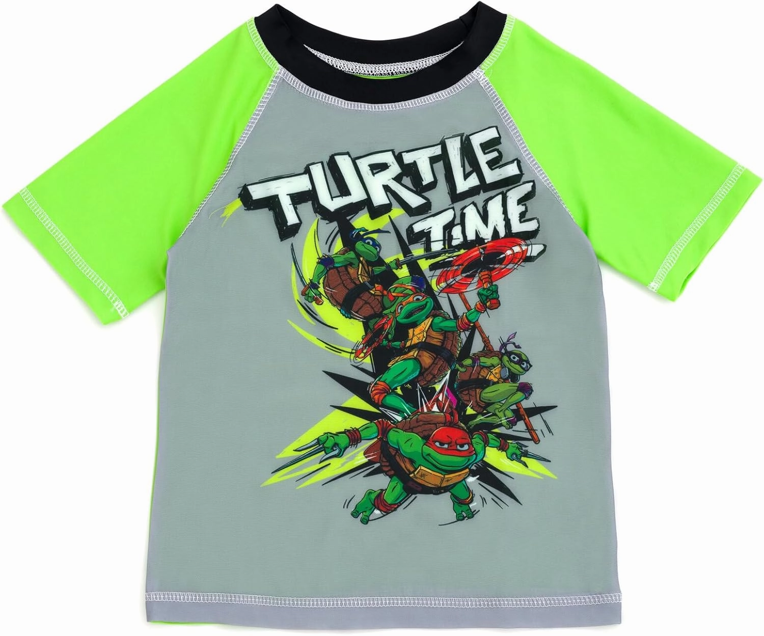 Teenage Mutant Ninja Turtles UPF 50  Pullover Rash Guard and Swim Trunks Outfit Set Toddler to Big Kid Sizes (3T - 8)
