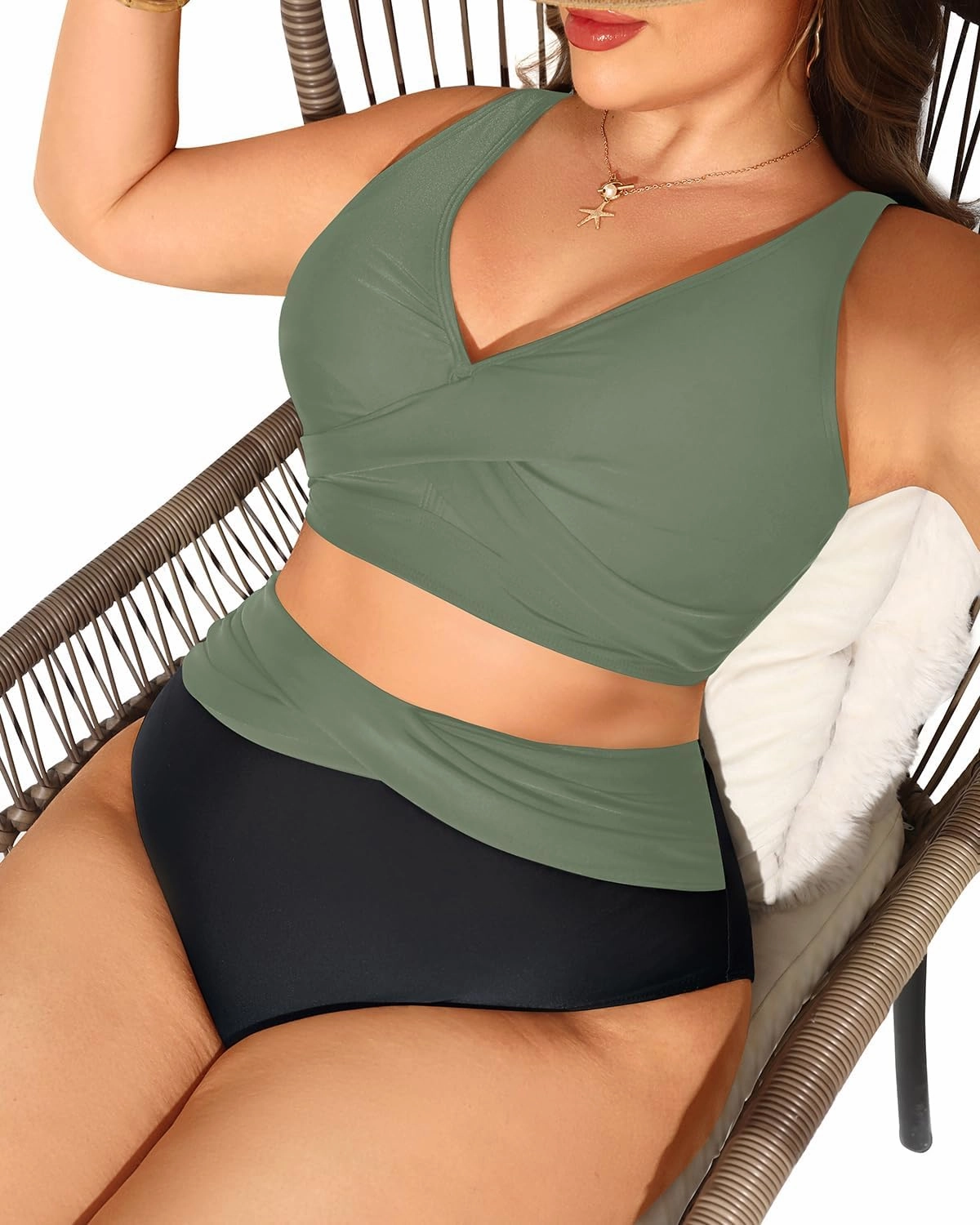 Tempt Me Plus Size Two Piece Bikini - Women High Waisted Swimsuits Bathing Suit Swimwear