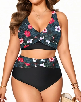 Tempt Me Plus Size Two Piece Bikini - Women High Waisted Swimsuits Bathing Suit Swimwear