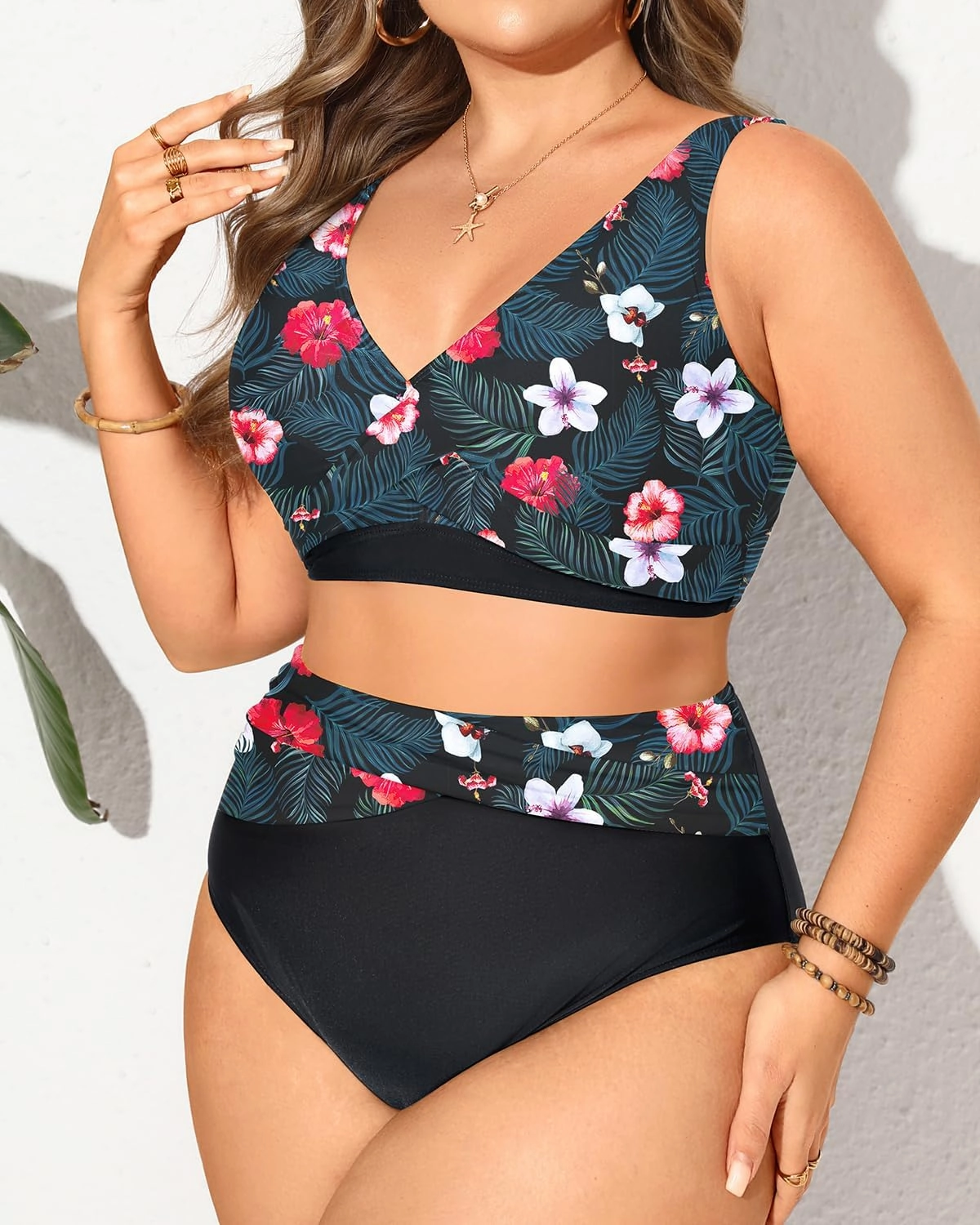Tempt Me Plus Size Two Piece Bikini - Women High Waisted Swimsuits Bathing Suit Swimwear