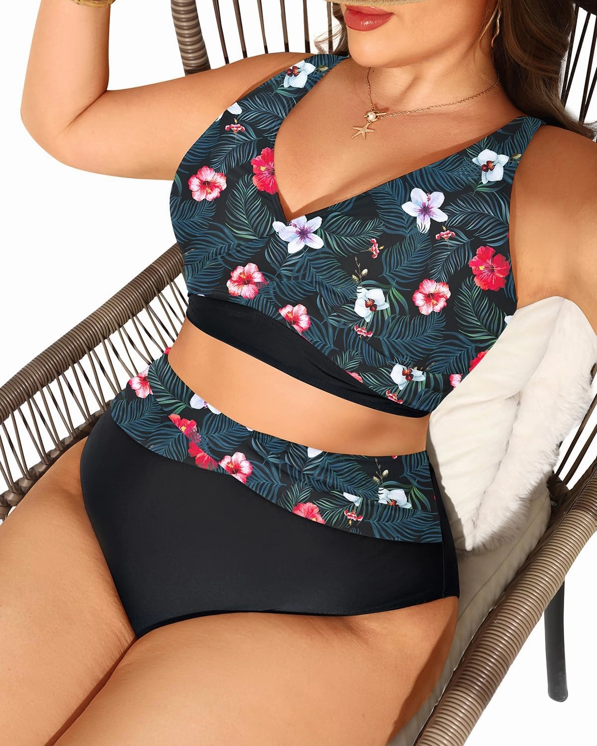 Tempt Me Plus Size Two Piece Bikini - Women High Waisted Swimsuits Bathing Suit Swimwear