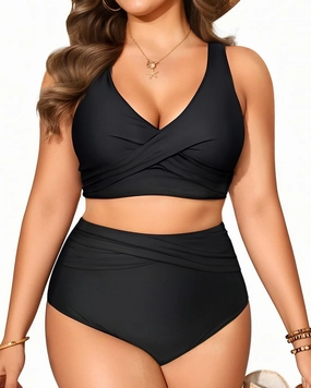 Tempt Me Plus Size Two Piece Bikini - Women High Waisted Swimsuits Bathing Suit Swimwear
