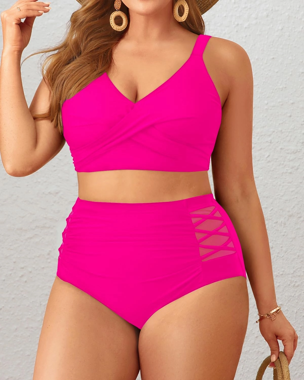 Tempt Me Plus Size Two Piece Swimsuit - High Waisted Bikini Set Tummy Control Bathing Suits for Women