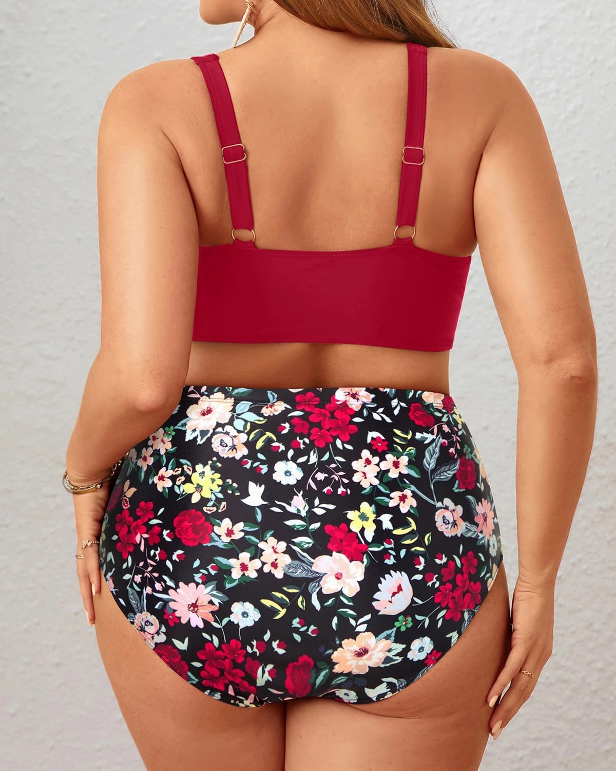 Tempt Me Plus Size Two Piece Swimsuit - High Waisted Bikini Set Tummy Control Bathing Suits for Women