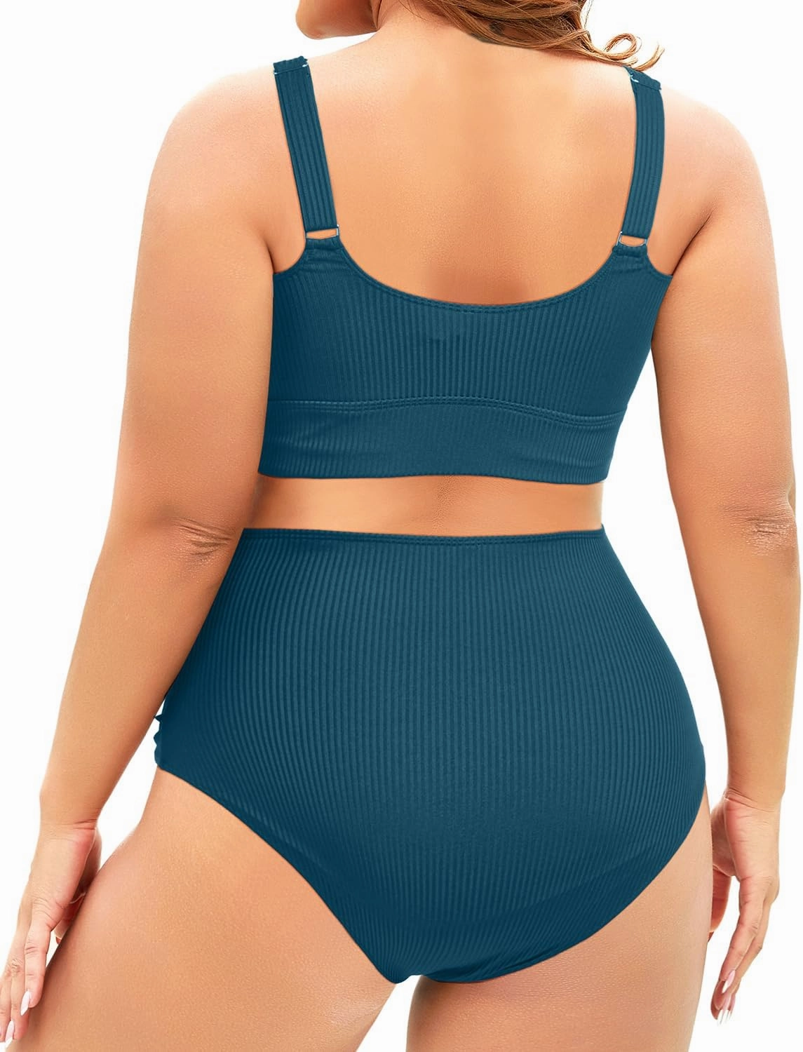 Tempt Me Plus Size Two Piece Swimsuit - Ribbed High Waisted Bikini Sets for Women Tummy Control Bathing Suits 2025 Swimwear