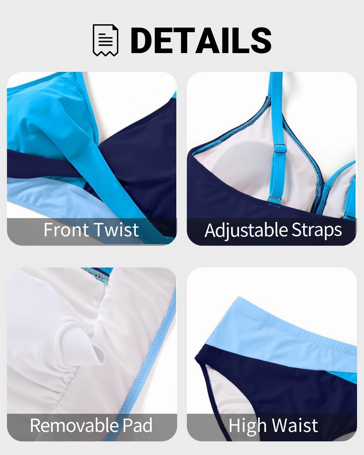 Tempt Me Plus Size Two Piece Swimsuit - Women High Waisted Bikini Set Tummy Control Bathing Suits
