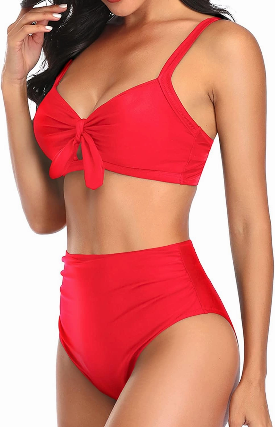Tempt Me Two Piece Swimsuits High Waisted Bikini Tummy Control Full Coverage Bathing Suits Ruched Tie Knot Swimwear