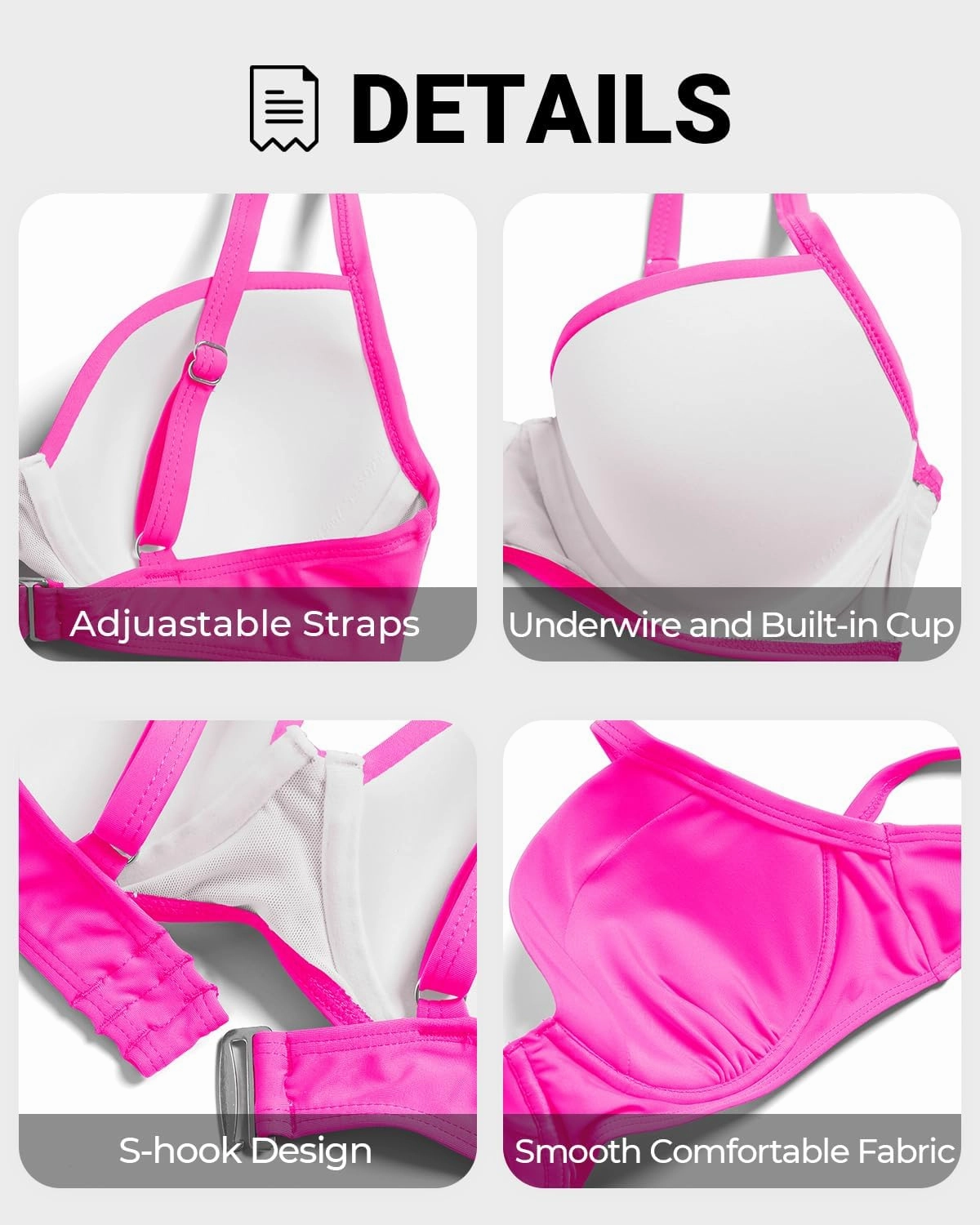 Tempt Me Underwire Push Up Bikini Top - Women Swimsuit Tops Bathing Suit Bra Top Only