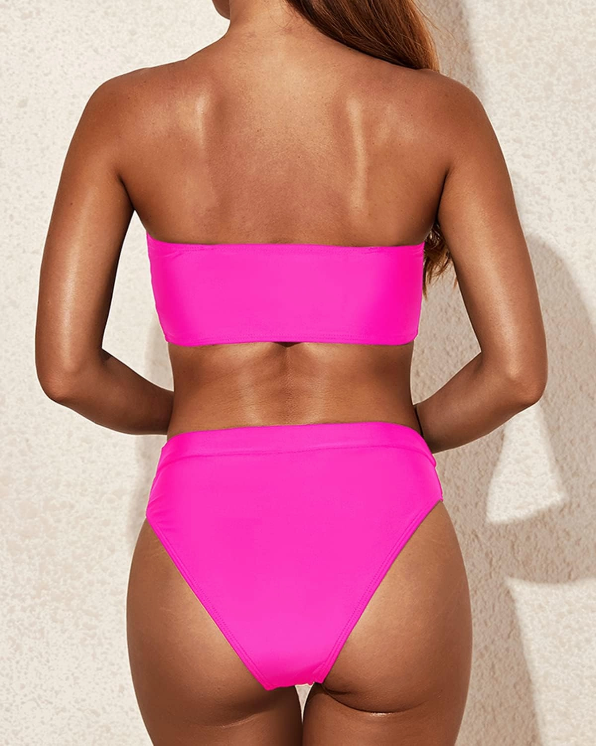 Tempt Me Women Bandeau Bikini Set Strapless Two Piece Sexy Swimsuit High Waisted High Cut Bathing Suits Cheeky Swimwear