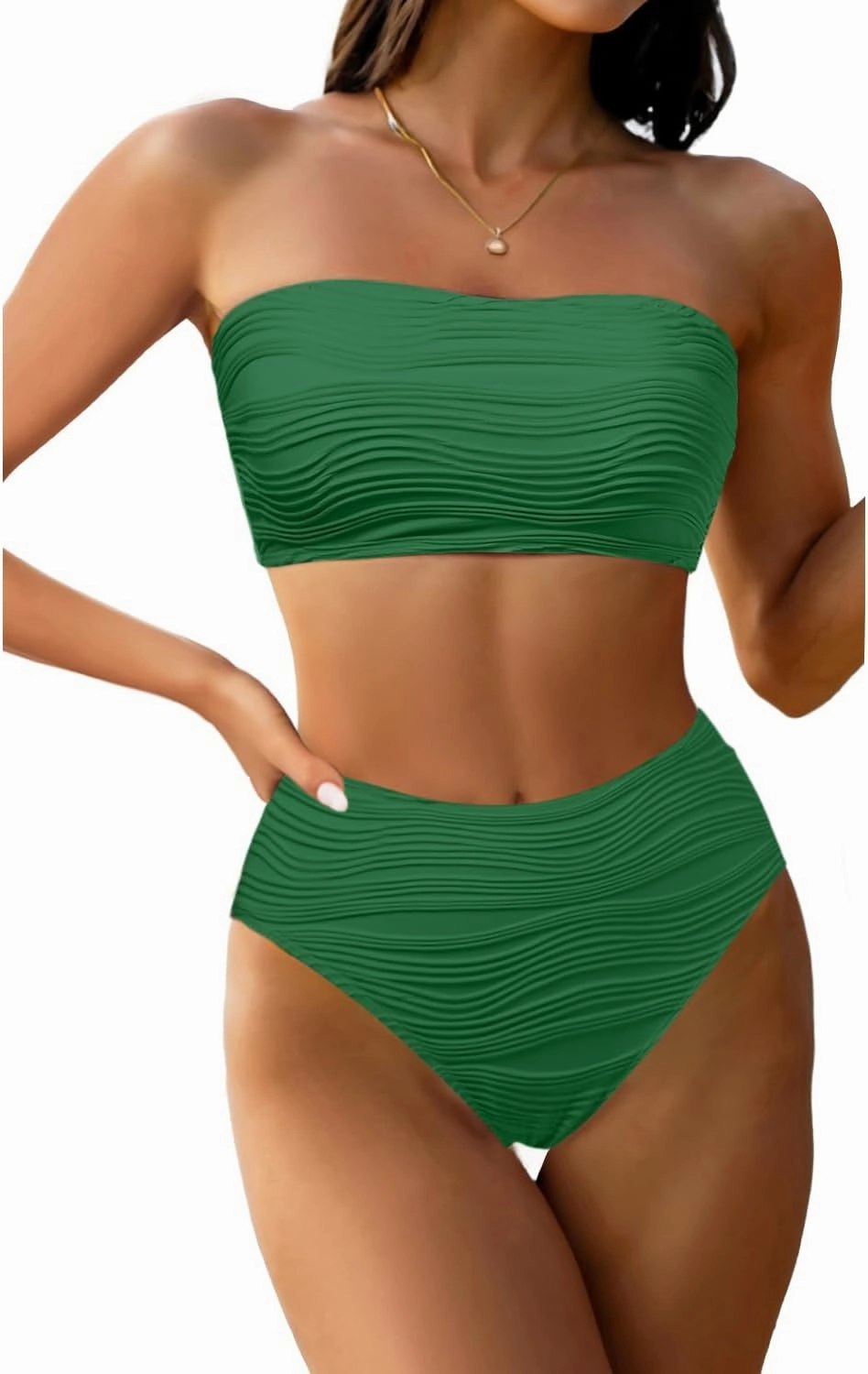 Tempt Me Women Bandeau Bikini Set Strapless Two Piece Sexy Swimsuit High Waisted High Cut Bathing Suits Cheeky Swimwear
