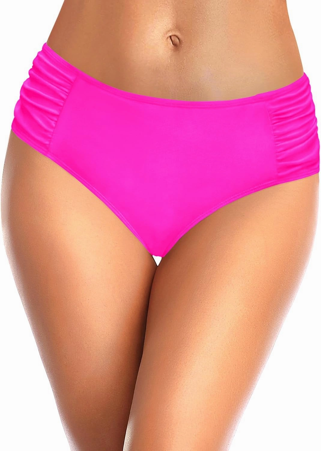 Tempt Me Women Bikini Bottoms Mid Waist Bathing Suit Swimsuit Ruched Swim Bottom