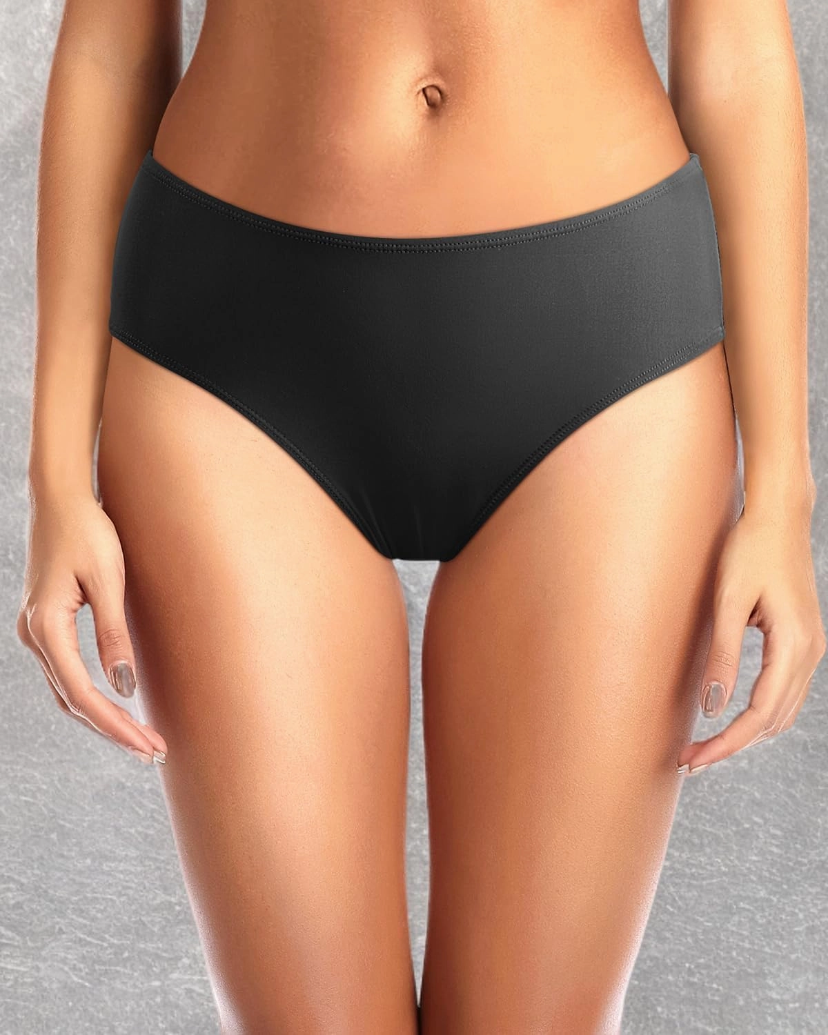 Tempt Me Women Bikini Bottoms Mid Waist Bathing Suit Swimsuit Ruched Swim Bottom