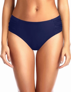 Tempt Me Women Bikini Bottoms Mid Waist Bathing Suit Swimsuit Ruched Swim Bottom