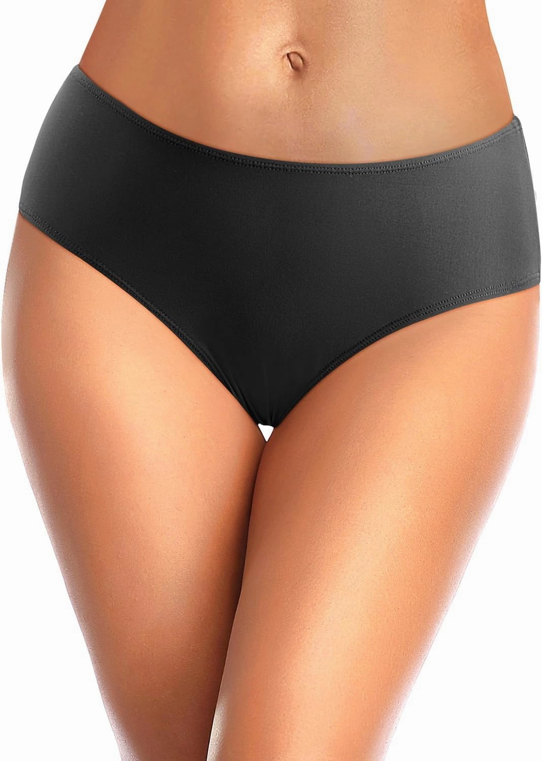 Tempt Me Women Bikini Bottoms Mid Waist Bathing Suit Swimsuit Ruched Swim Bottom