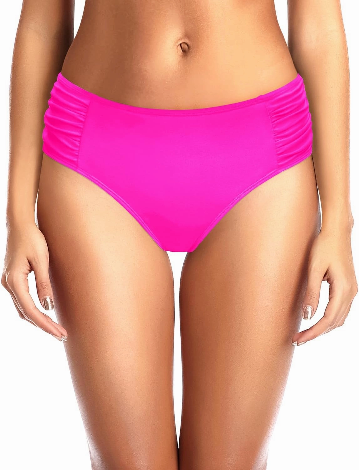 Tempt Me Women Bikini Bottoms Mid Waist Bathing Suit Swimsuit Ruched Swim Bottom