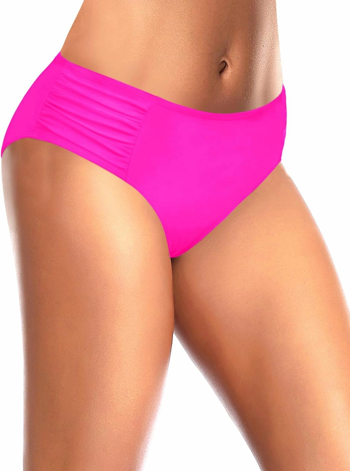 Tempt Me Women Bikini Bottoms Mid Waist Bathing Suit Swimsuit Ruched Swim Bottom