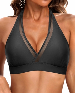 Tempt Me Women Halter Bikini Top Padded Swimsuit Top V Neck Bathing Suit Tops Only