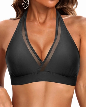 Tempt Me Women Halter Bikini Top Padded Swimsuit Top V Neck Bathing Suit Tops Only