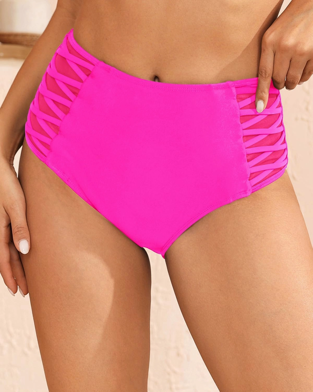 Tempt Me Women High Waisted Bikini Bottom - Tummy Control Swimsuit Full Coverage Bathing Suit Side Mesh Swim Bottom 2025