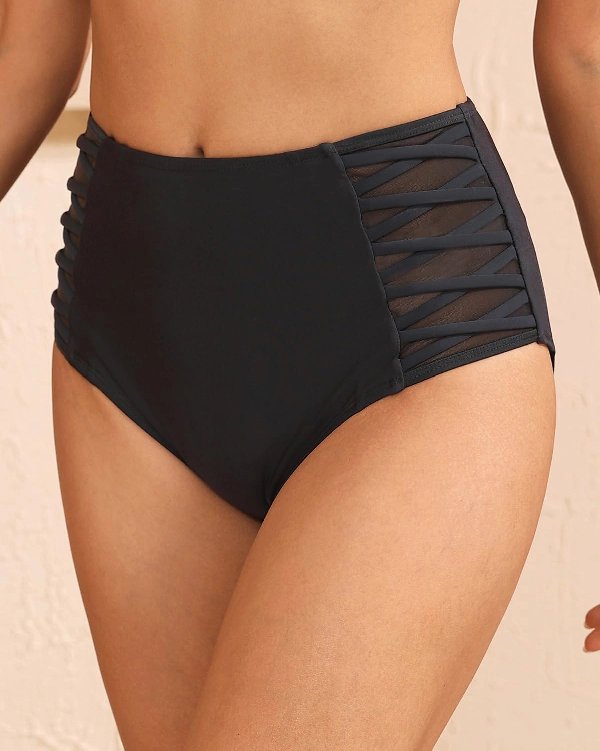 Tempt Me Women High Waisted Bikini Bottom - Tummy Control Swimsuit Full Coverage Bathing Suit Side Mesh Swim Bottom 2025