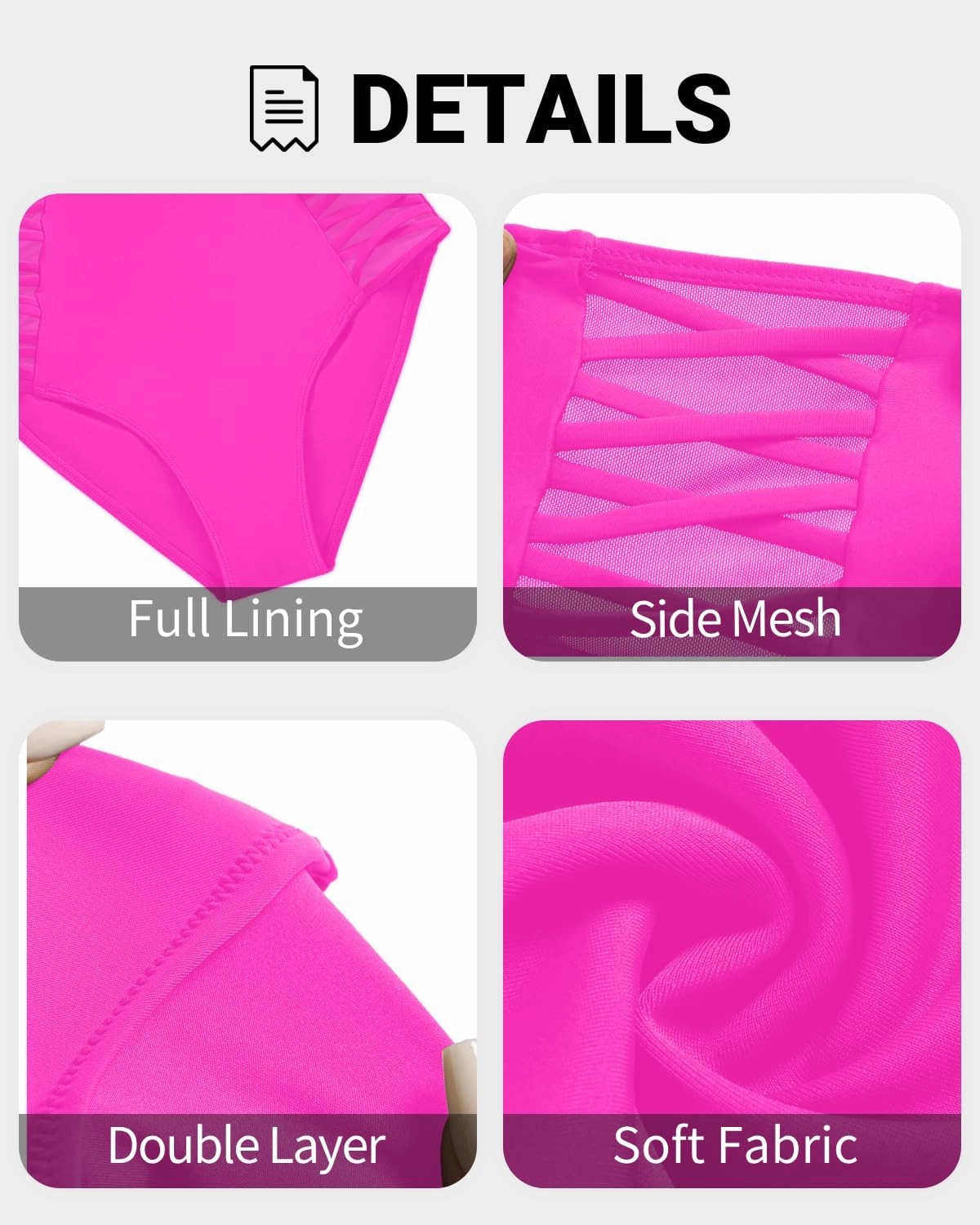 Tempt Me Women High Waisted Bikini Bottom - Tummy Control Swimsuit Full Coverage Bathing Suit Side Mesh Swim Bottom 2025