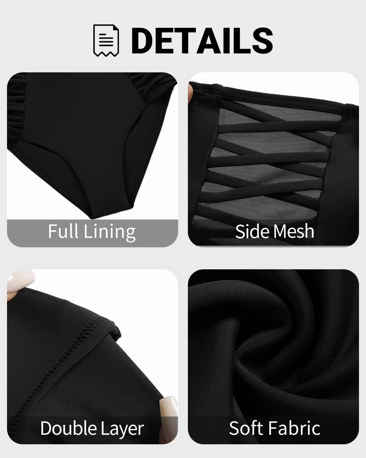 Tempt Me Women High Waisted Bikini Bottom - Tummy Control Swimsuit Full Coverage Bathing Suit Side Mesh Swim Bottom 2025