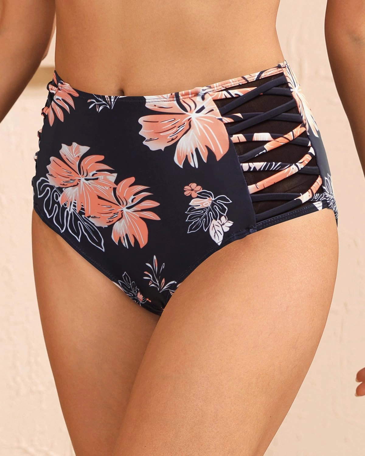 Tempt Me Women High Waisted Bikini Bottom - Tummy Control Swimsuit Full Coverage Bathing Suit Side Mesh Swim Bottom 2025