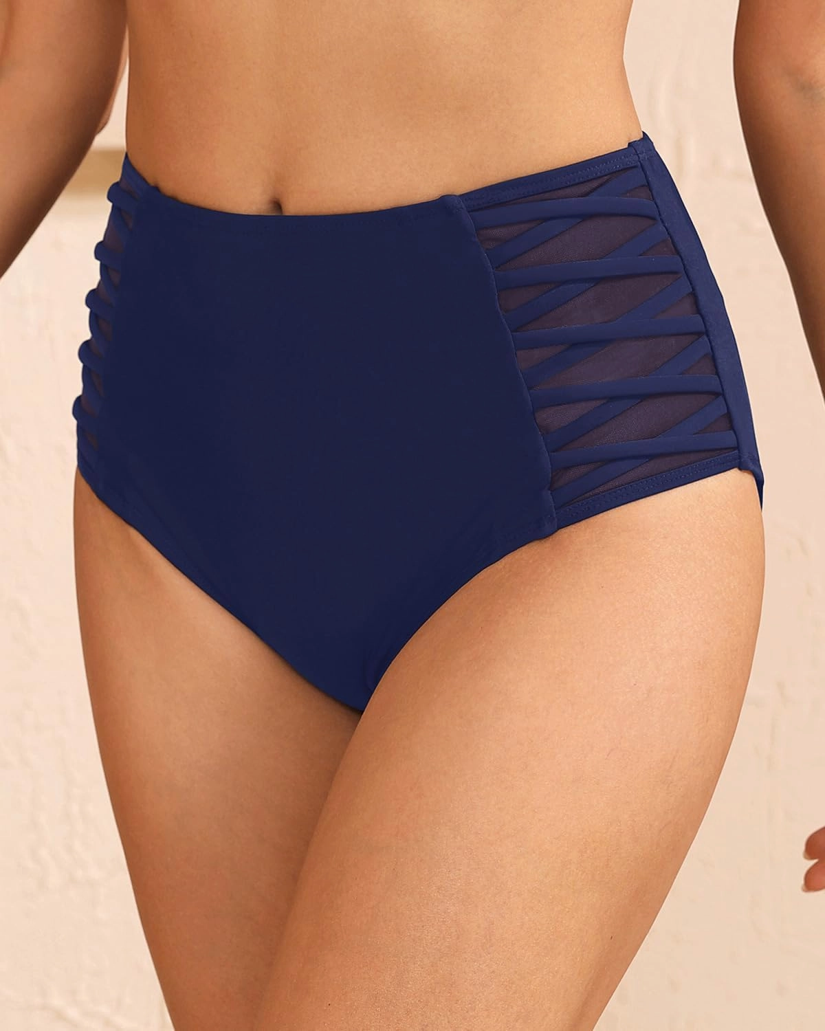 Tempt Me Women High Waisted Bikini Bottom - Tummy Control Swimsuit Full Coverage Bathing Suit Side Mesh Swim Bottom 2025