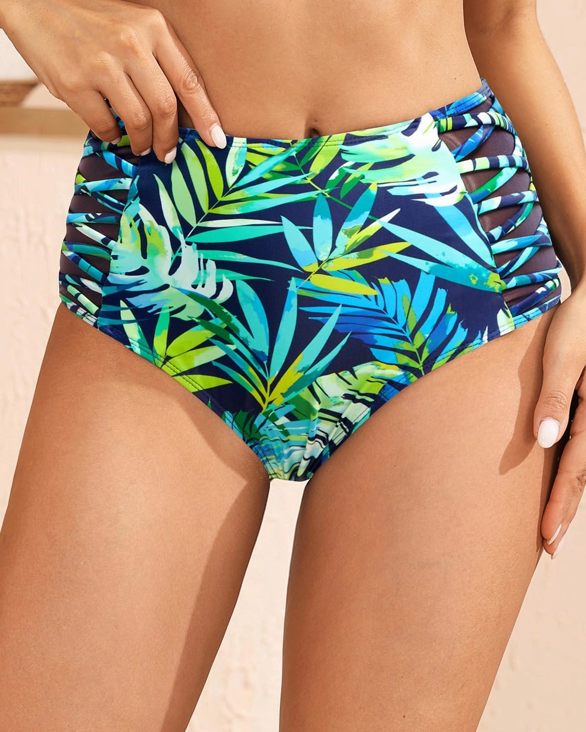Tempt Me Women High Waisted Bikini Bottom - Tummy Control Swimsuit Full Coverage Bathing Suit Side Mesh Swim Bottom 2025
