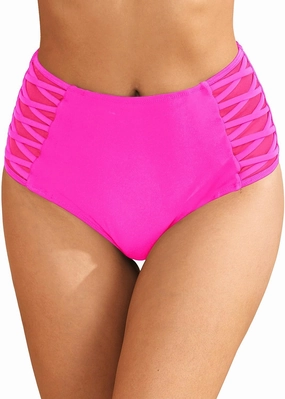 Tempt Me Women High Waisted Bikini Bottom - Tummy Control Swimsuit Full Coverage Bathing Suit Side Mesh Swim Bottom 2025