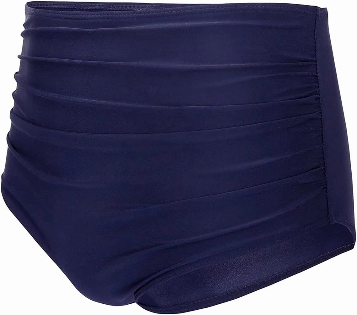 Tempt Me Women High Waisted Bikini Bottom Retro Ruched Swim Bottom Shirred Tankinis Brief
