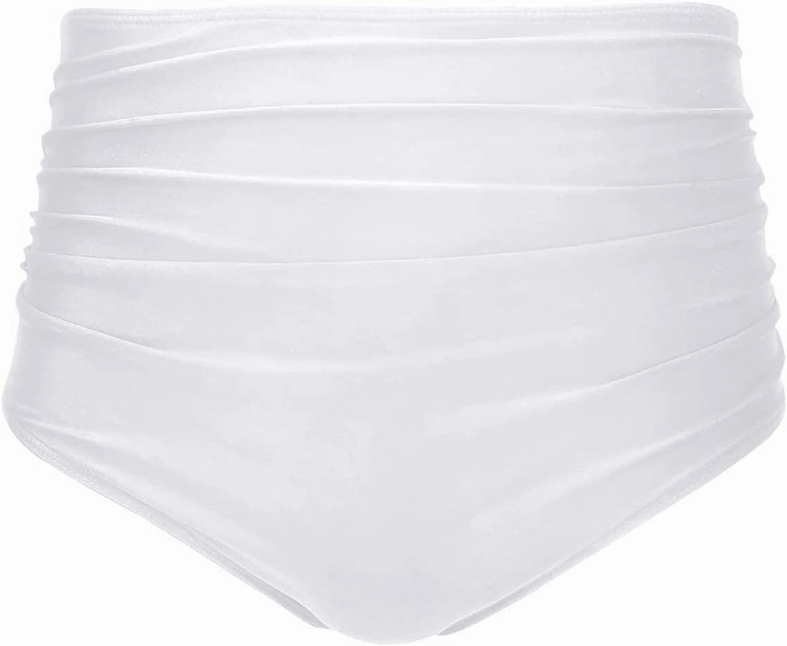 Tempt Me Women High Waisted Bikini Bottom Retro Ruched Swim Bottom Shirred Tankinis Brief